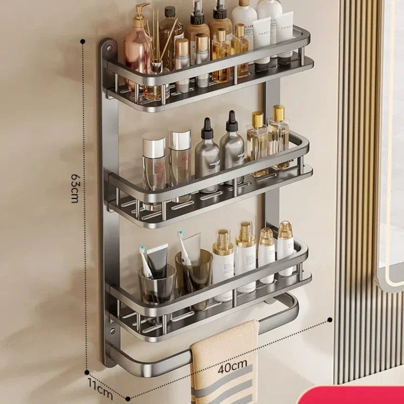 Aluminum Wall Mounted Bathroom Shelf – No Drill Storage Rack Bathroom Wall Shelf PLUSH 40cm