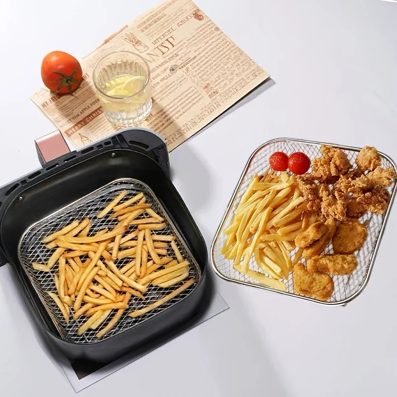 Square Air Fryer Rack Set – 3 Stainless Steel Racks + Clips Air Fryer Rack Set PLUSH