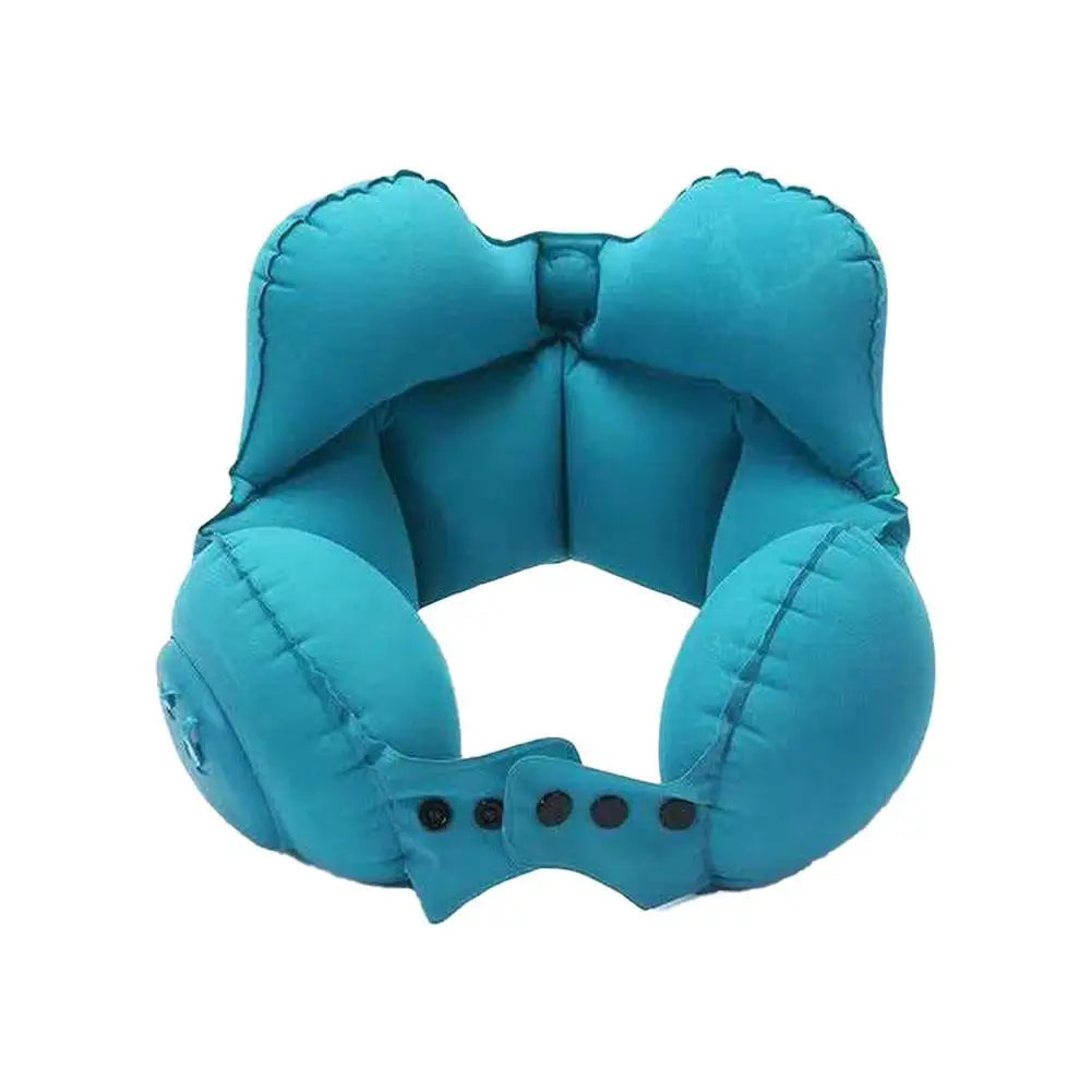 Inflatable U-Shaped Travel Neck Pillow – Compact & Portable Inflatable Travel Pillow PLUSH Blue 1