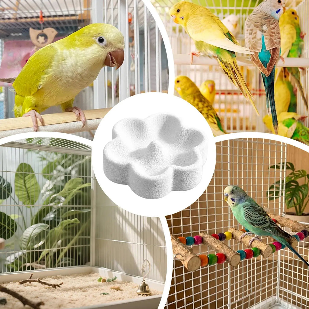 Flower Pumice Bird Feeder Bowl – Anti-Tip Cage Dish Bird Feeder Bowl PLUSH