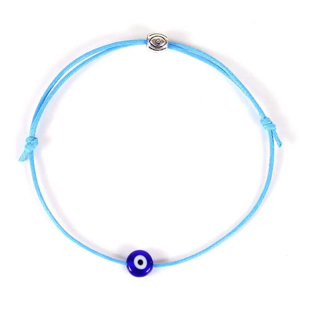 Handmade Evil Eye Rope Bracelet – Adjustable Braided String Charm Bracelet PLUSH blue