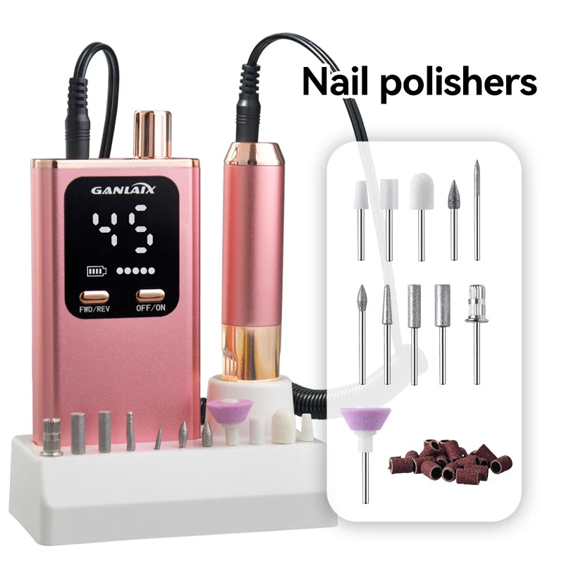 Rechargeable Electric Nail Drill – Gel & Acrylic Grinder Electric Nail Drill PLUSH Pink USB Type-C