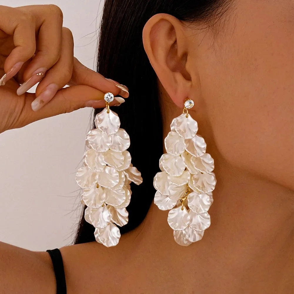 Vintage Petal Tassel Drop Earrings – Luxury Women's Jewelry Drop Earrings PLUSH 1