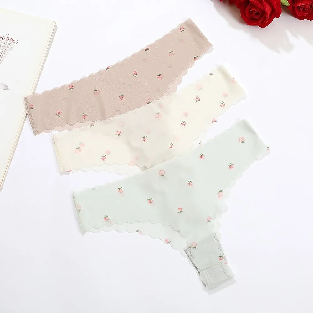 Women's Breathable Ice Silk Low-Rise Thong Panties | Traceless Women's Thong Panties PLUSH