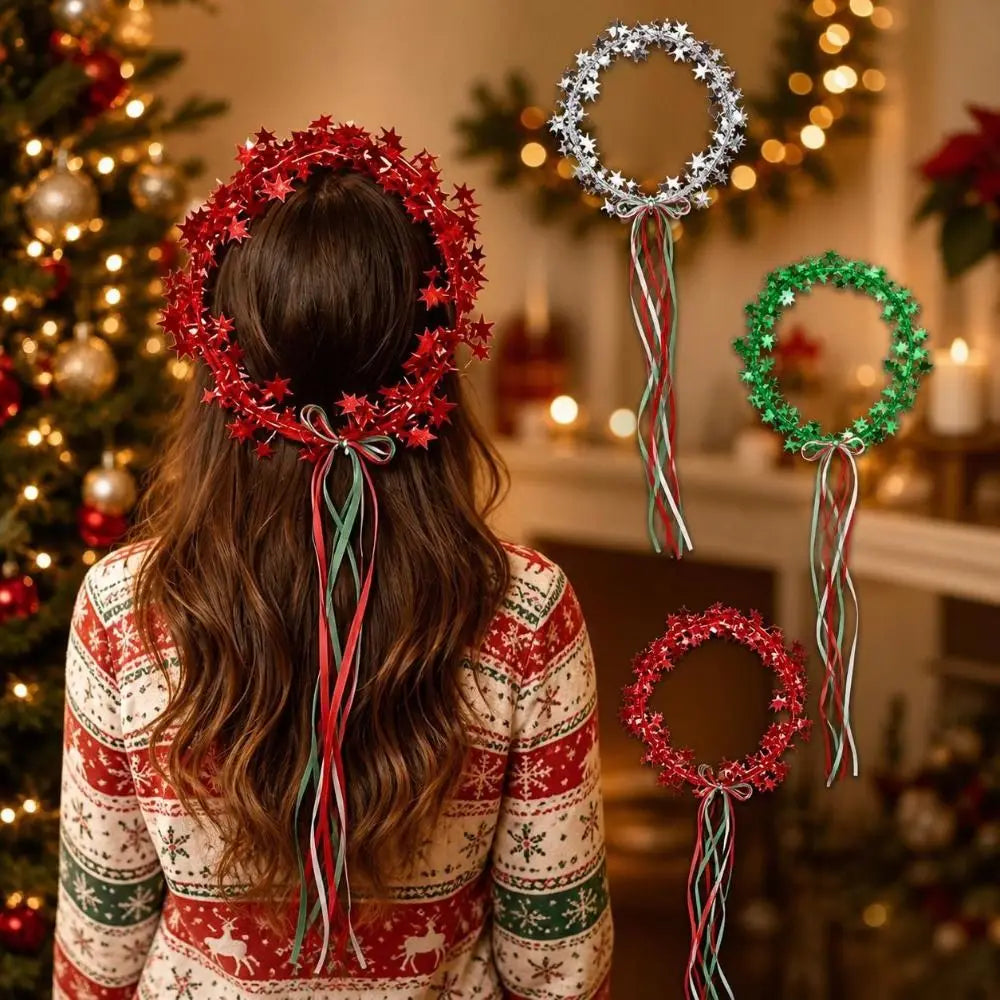 Shiny Star Christmas Headband – Festive Hair Hoop Photo Prop Christmas Headband PLUSH