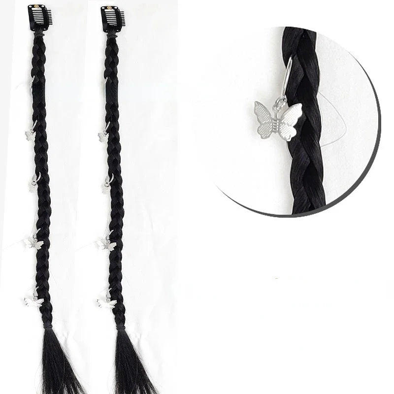 2Pcs Clip-In Braided Hair Extensions – Synthetic Twist Braid Pieces Clip-In Hair Extensions PLUSH ldhd 2Pcs