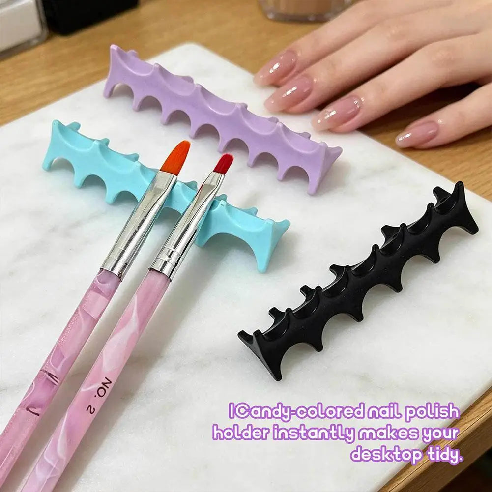 Silicone Fishbone Nail Art Pen Holder – 5-Slot Brush Stand Nail Brush Holder PLUSH