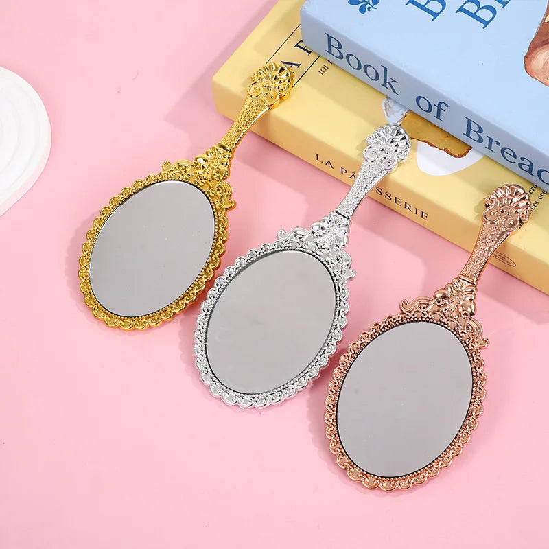 Vintage Handheld Makeup Mirror – Portable Round Cosmetic Mirror Handheld Makeup Mirror PLUSH