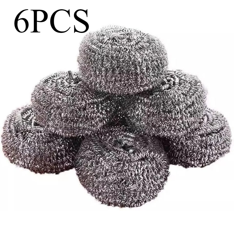 Stainless Steel Wire Scrubbing Balls 6/12pcs | Kitchen Cleaner Wire Scrubbing Balls PLUSH 6PCS