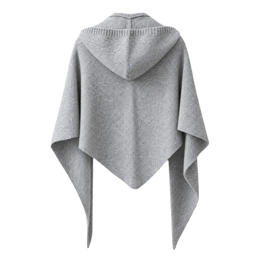 Women's Hooded Triangle Scarf Shawl – Knit Polyester Wrap Hooded Scarf Shawl PLUSH Light Grey