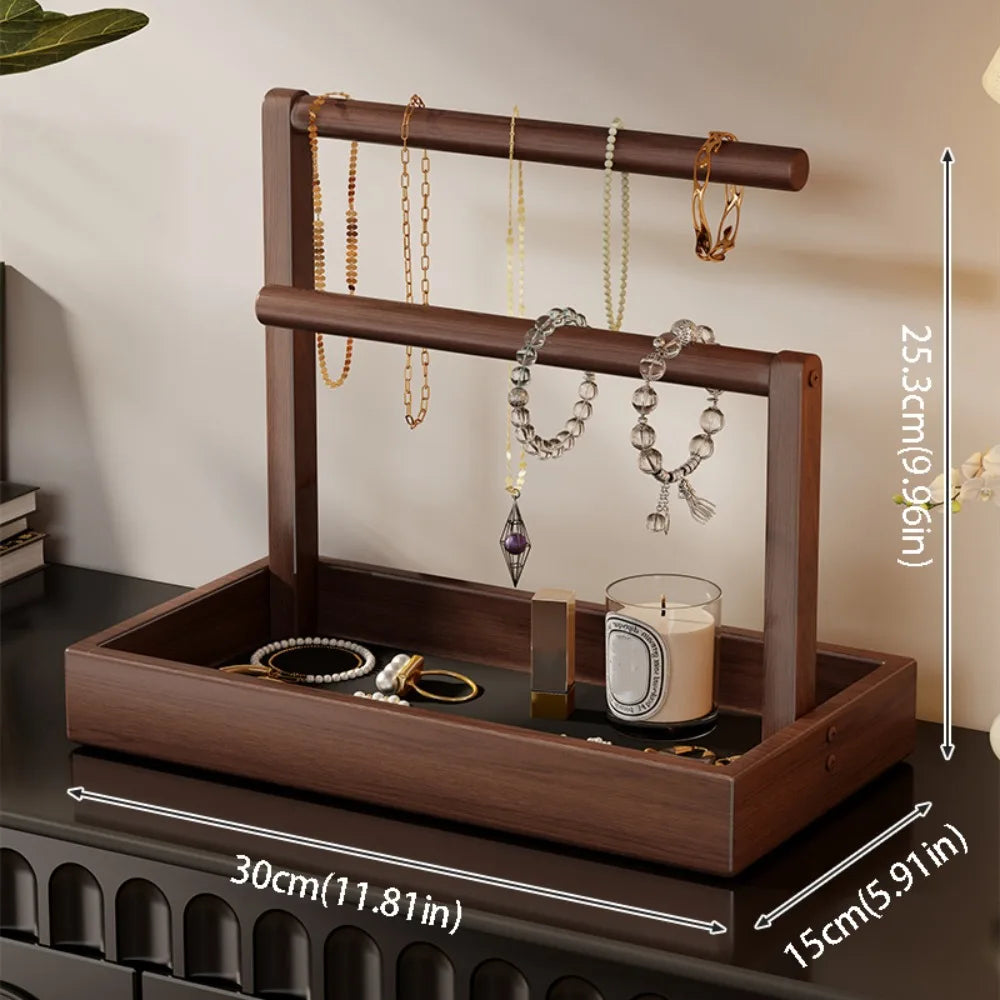 Solid Wood Bracelet Stand – Multi-Layer Jewelry Organizer Jewelry Display Stand PLUSH 2 with black cloth