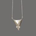 Silver Flower Bouquet Bow Pendant Necklace – Collarbone Chain Pendant Necklace PLUSH Silver