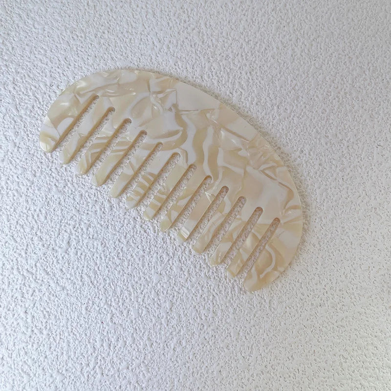 Acetate Wide Tooth Hair Comb – Retro Korean Style for Women Hair Comb PLUSH 1 beige