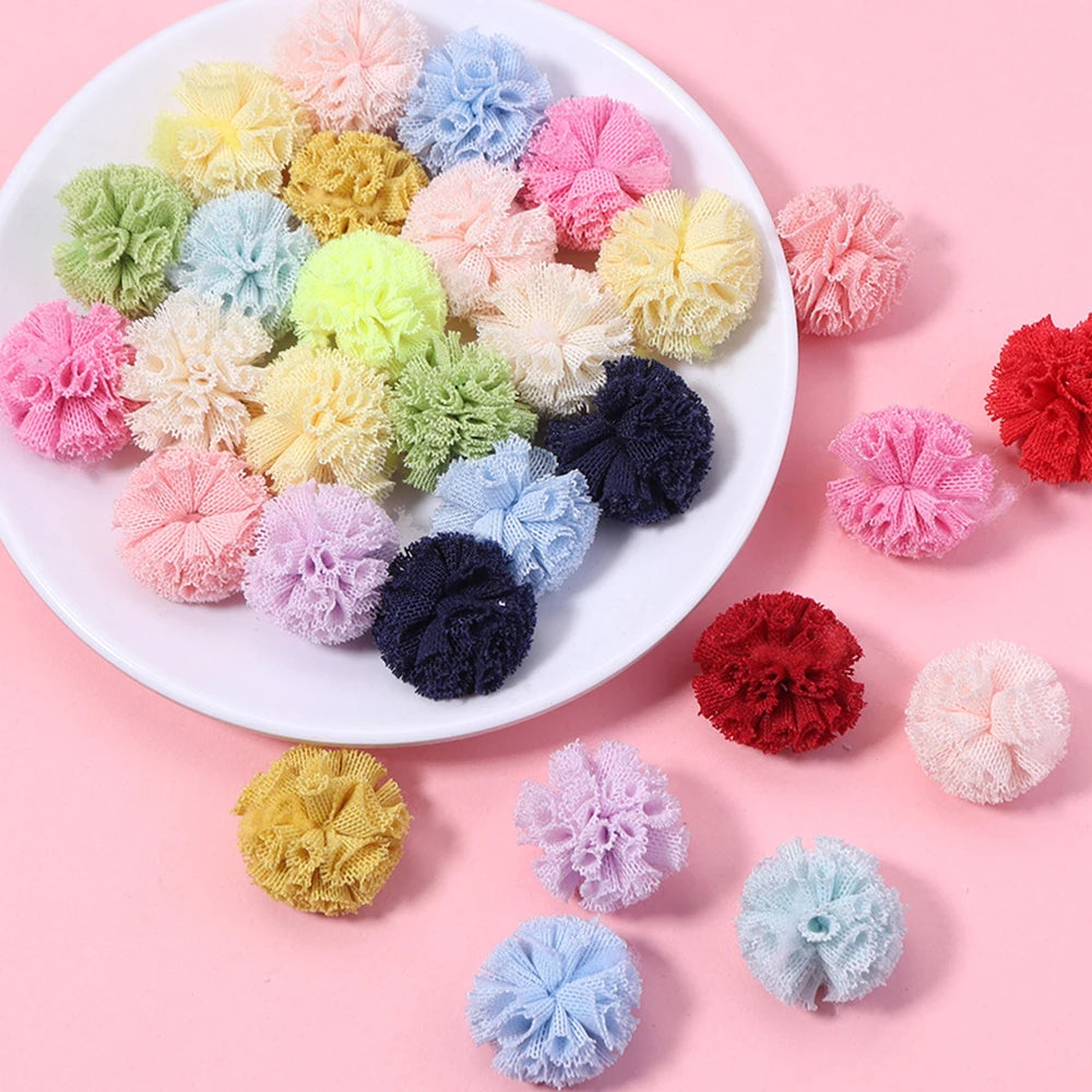 30pcs Tulle Flower Balls for DIY Hair Accessories & Crafts Craft Embellishments PLUSH