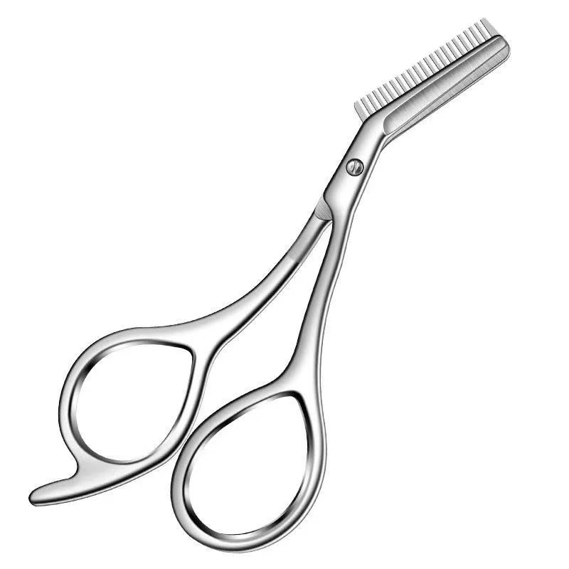 Stainless Steel Eyebrow Scissors with Comb – Beard Trimming Eyebrow Grooming Scissors PLUSH 1 PC