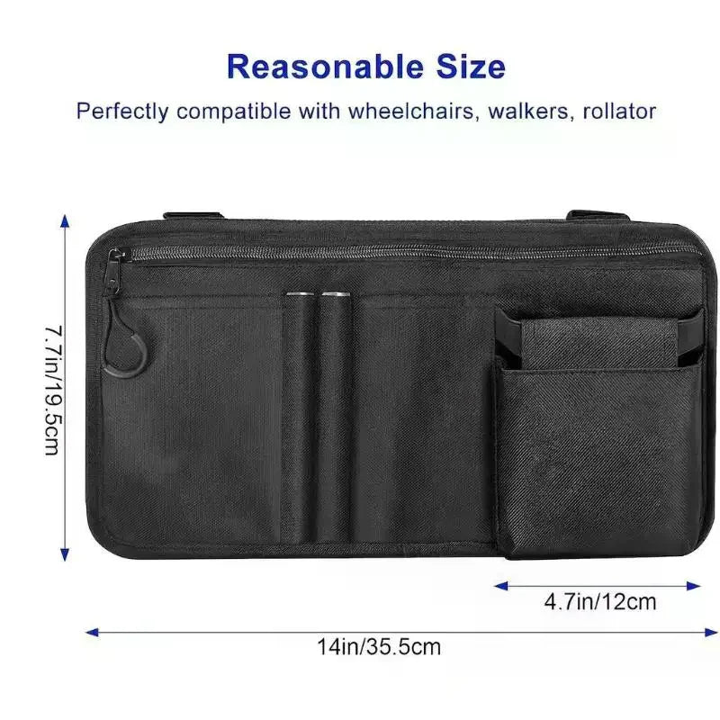 Wheelchair Side Bag with Cup Holder – Oxford Fabric Pouch Wheelchair Armrest Bag PLUSH