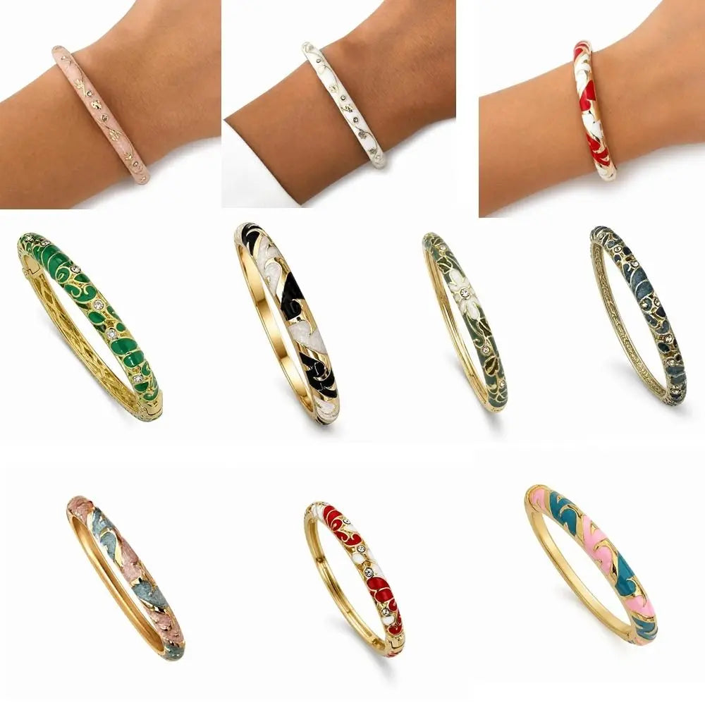 Vintage Cloisonne Enamel Open Cuff Bangle Bracelet for Women Enamel Cuff Bangle PLUSH