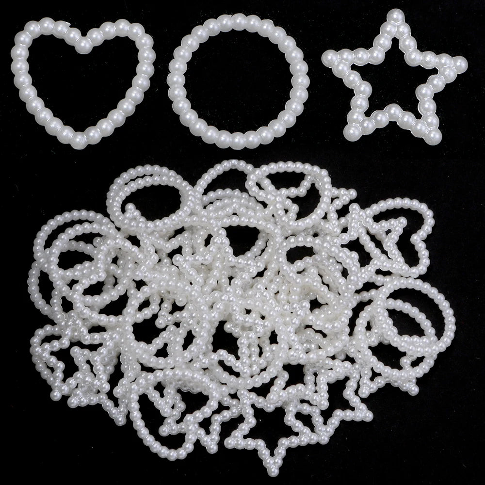 30pcs Pearl Hollow Spacer Beads Heart Star Round – DIY Jewelry Jewelry Making Beads PLUSH
