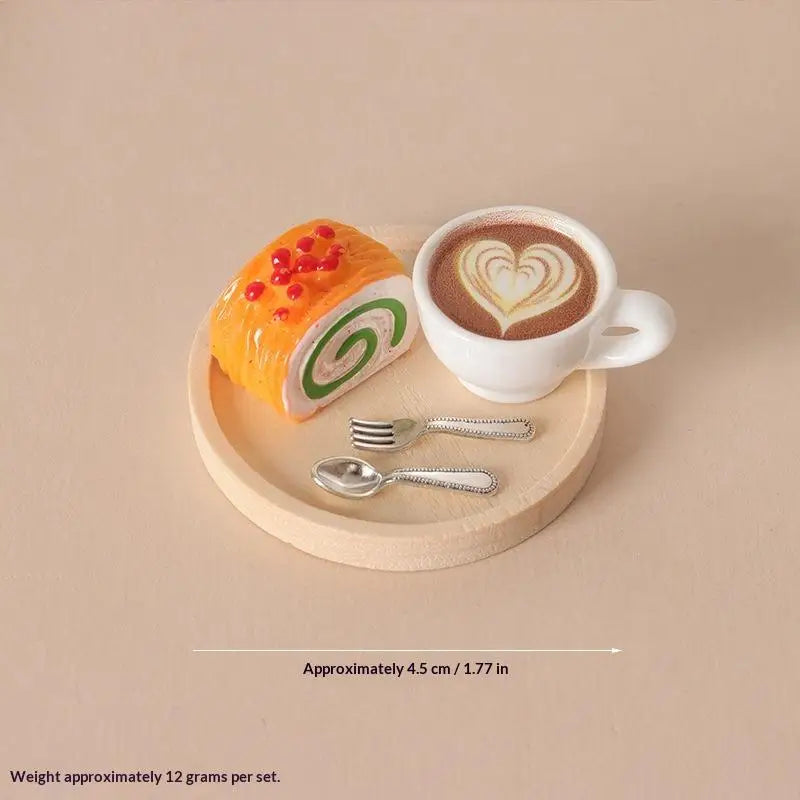 Miniature Coffee & Pastry Set – 1:12 Dollhouse Diorama Decor Dollhouse Accessory Set PLUSH A4