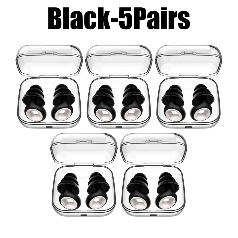 Silicone Earplugs Noise Reduction Soundproof Sleep Ear Plugs Noise Reduction Earplugs PLUSH Black-5Pairs
