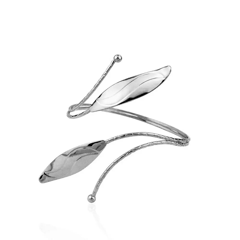 Bohemian Alloy Cuff Bangle – Hollow Leaves & Musical Note Cuff Bangle Bracelet PLUSH silver-E