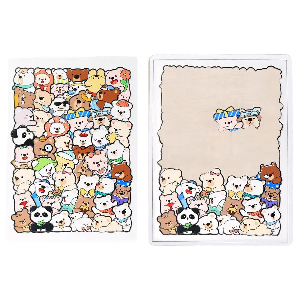 Wooden Cat Animal Puzzle – 50-Piece Irregular Laser-Cut Wood Wooden Jigsaw Puzzle PLUSH F