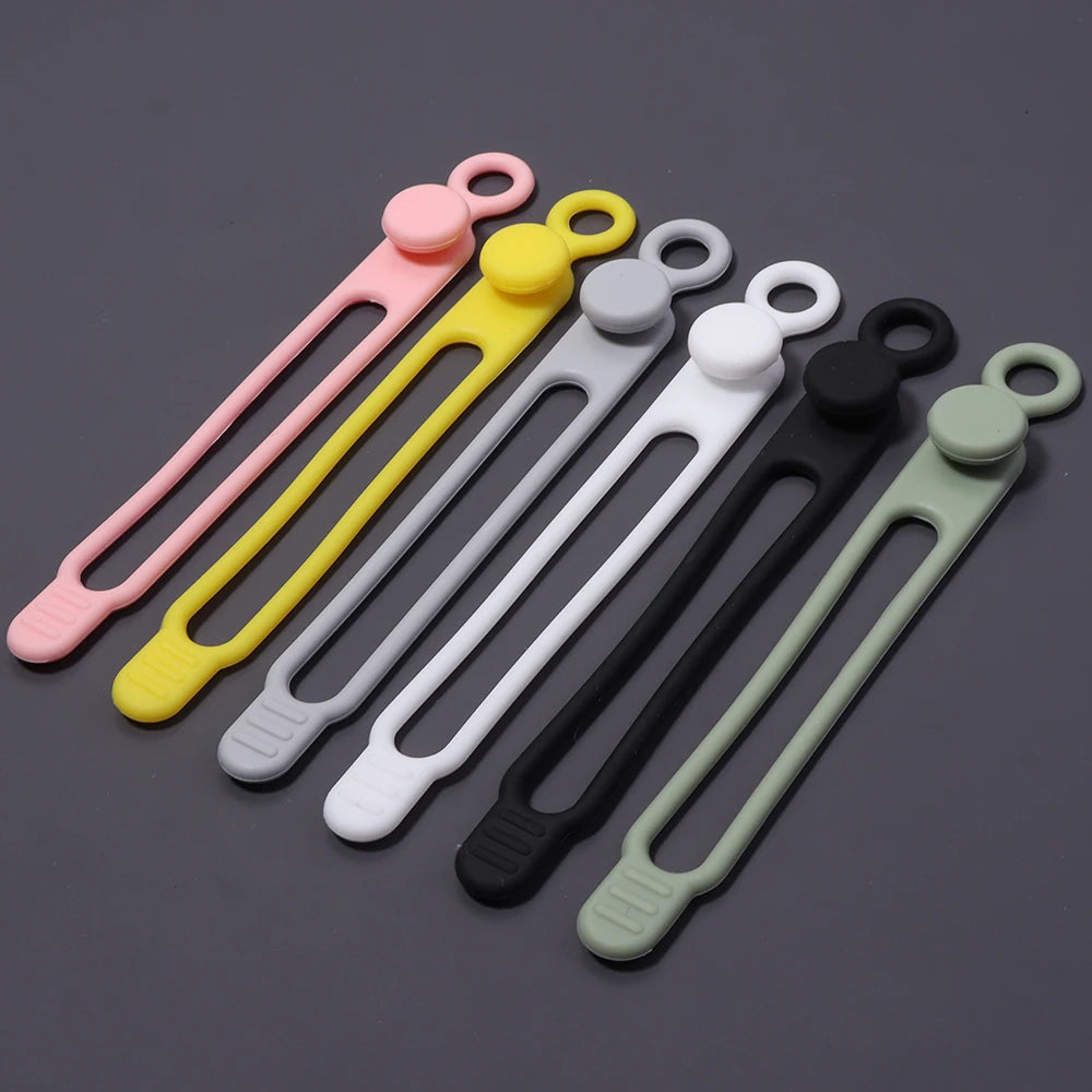 4pcs Silicone Cable Ties Multicolor Reusable Cord Organizer Cable Organizer Ties PLUSH mixed