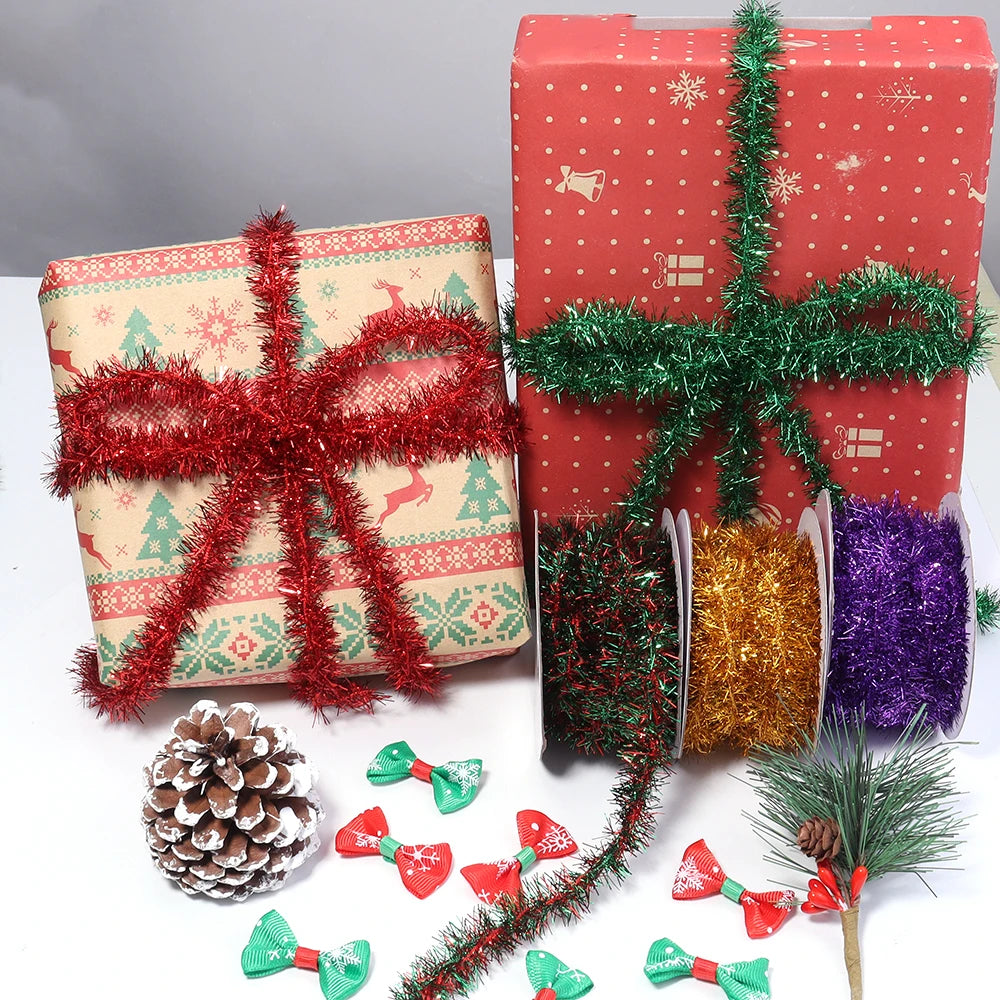 10 Yards Christmas Tinsel Garland Glitter Fringe Trim Ribbon Tinsel Trim Ribbon PLUSH