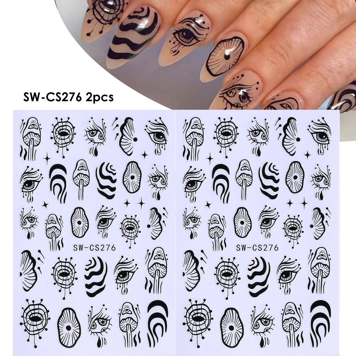 Y2K 3D Matte Nail Decals – Star Leopard Bow Belt Stickers 2pcs Nail Art Decals PLUSH SW-CS276 2pcs