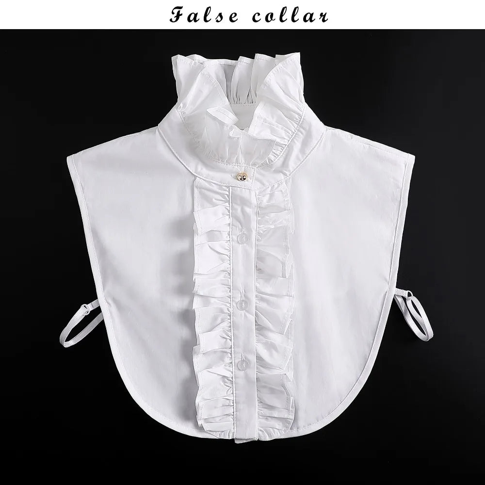 Women's Detachable Fake Collar V-Neck Ruffle Pleated Cuff Detachable Collar PLUSH Style 1