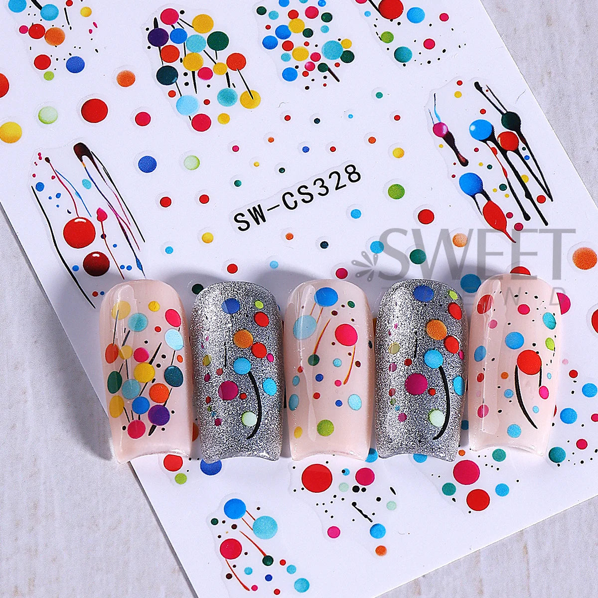 Polka Dot Nail Stickers 3D Decals DIY Manicure Foils – 2 Sheets Nail Art Stickers PLUSH