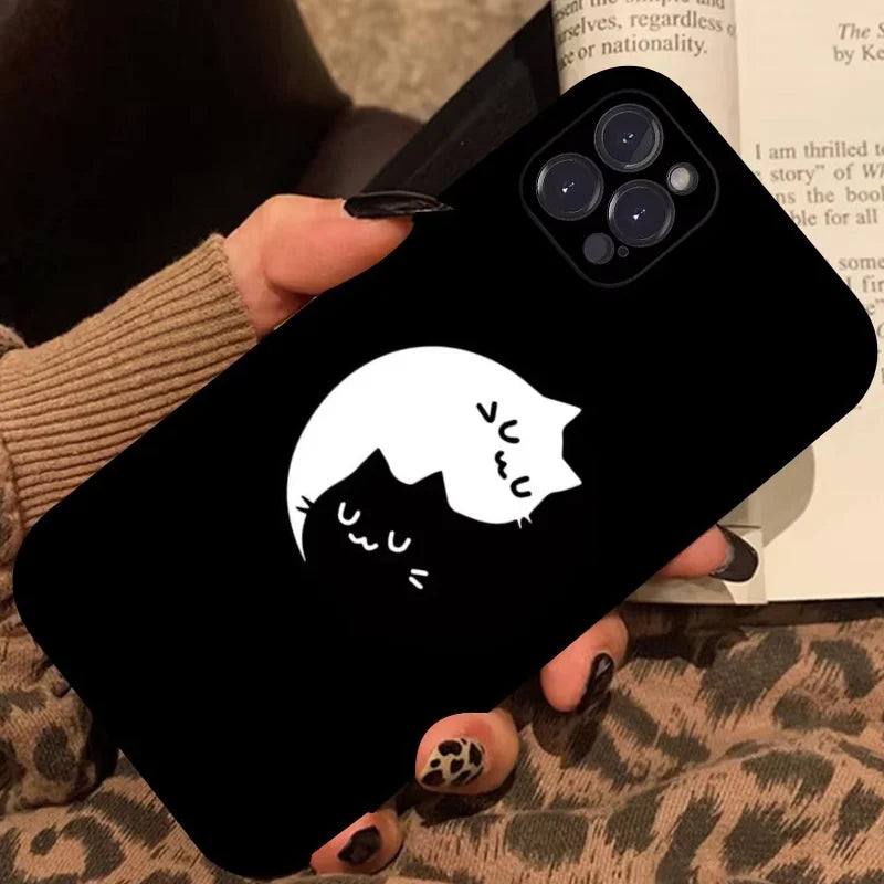 Cute Black Cat iPhone Case – iPhone 7 to 15 Pro Max Cover Phone Case PLUSH style 8 For iPhone 14ProMax