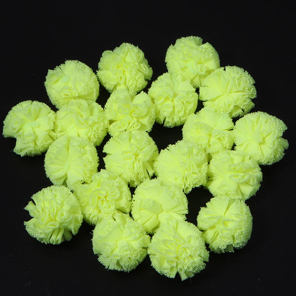 30pcs Tulle Flower Balls for DIY Hair Accessories & Crafts Craft Embellishments PLUSH fluorescent green