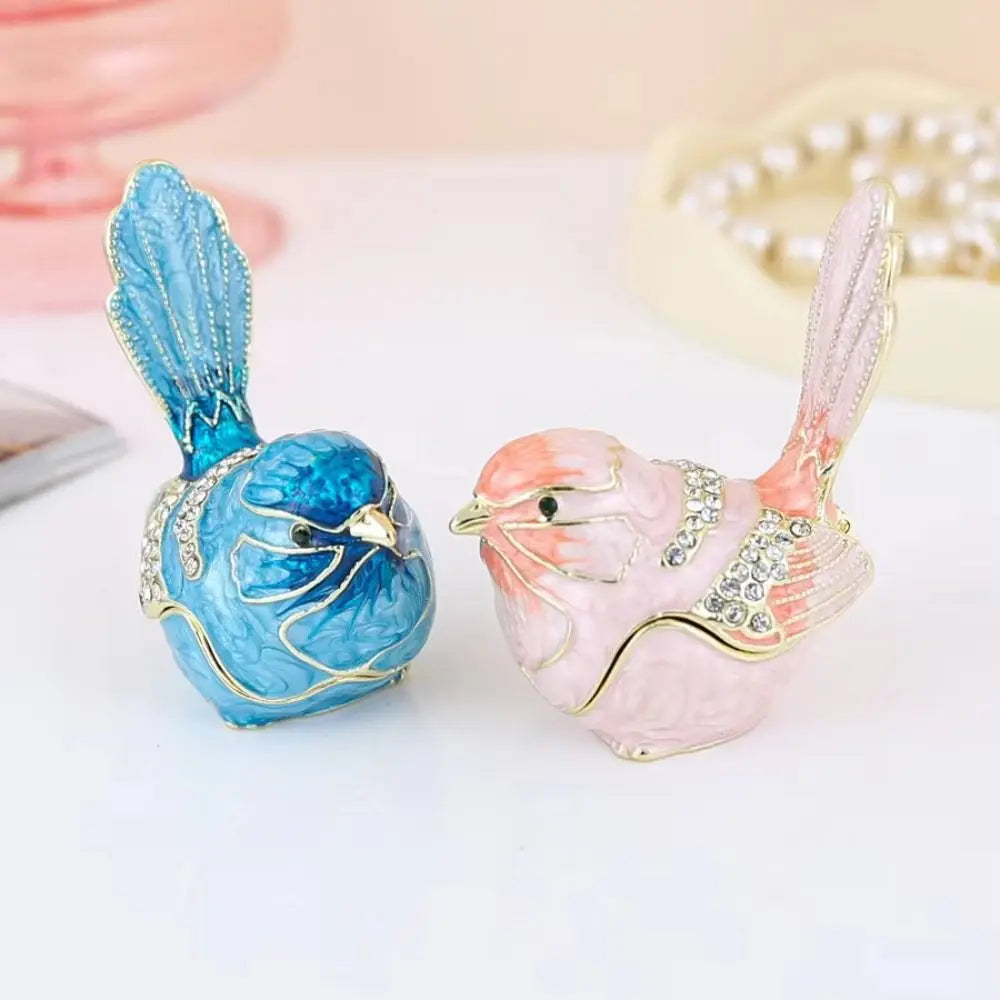 Mini Enamel Bird Trinket Box | Zinc Alloy Animal Figurine Enamel Trinket Box PLUSH