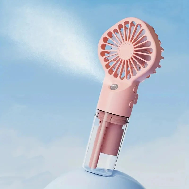 Portable Handheld Spray Fan – USB Rechargeable Mini Mist Fan Handheld Mist Fan PLUSH Pink
