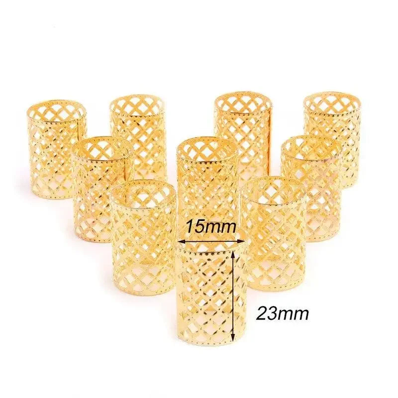 10pcs Silver Dreadlock Beads – Hair Braid Cuffs & Clips Hair Bead Cuffs PLUSH 10pcs