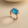 Multicolor Oval Rhinestone Stackable Ring – Candy Color Statement Rhinestone Statement Ring PLUSH Gold Blue