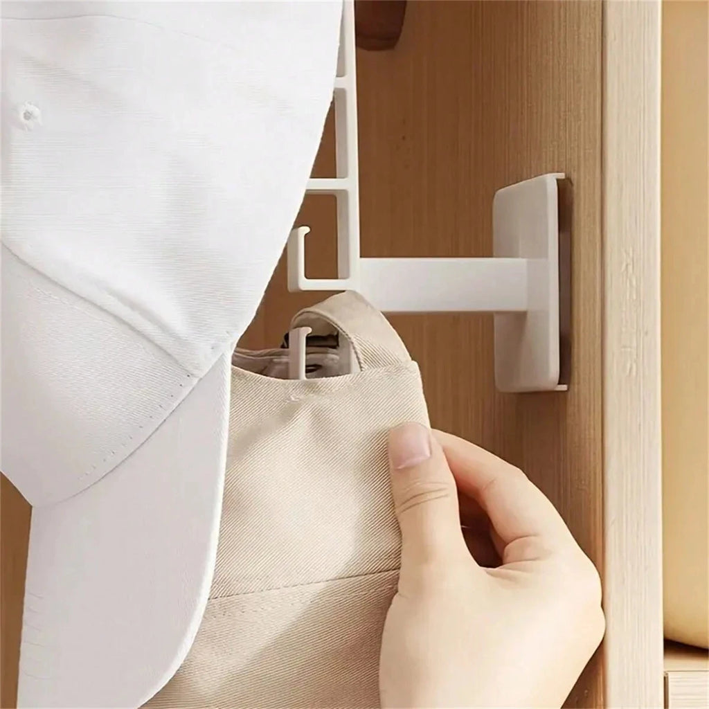 L-Shaped No-Drill Wall Hat Rack – 6 Hooks | 1, 2 & 4 Pack Wall Mount Hat Rack PLUSH