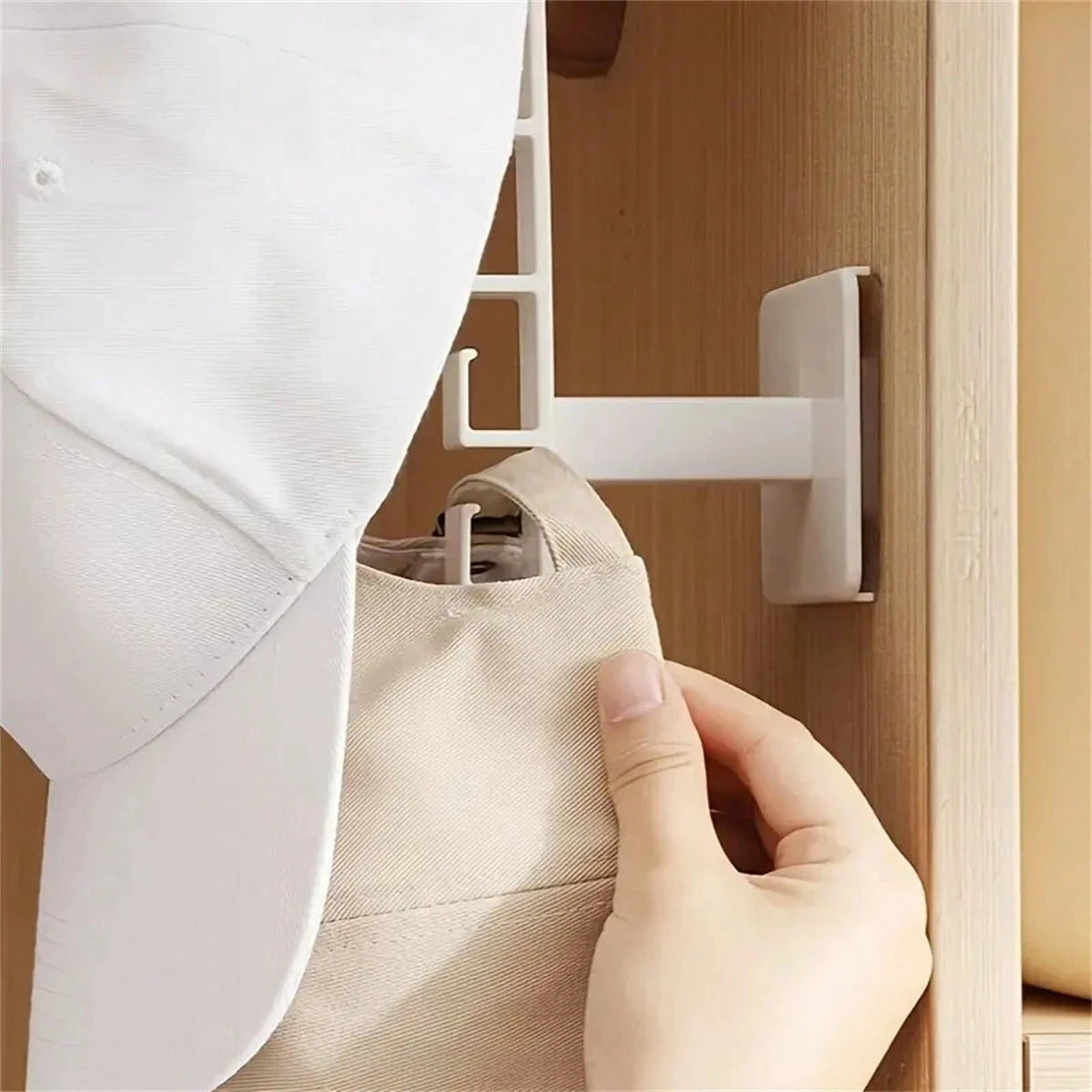 L-Shaped No-Drill Wall Hat Rack – 6 Hooks | 1, 2 & 4 Pack Wall Mount Hat Rack PLUSH