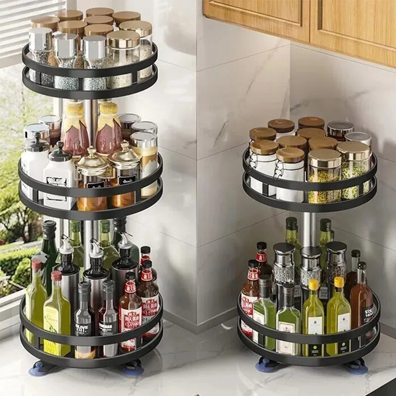 Rotating Spice Rack Organizer – Non-Skid Metal Storage Tray Spice Rack Organizer PLUSH