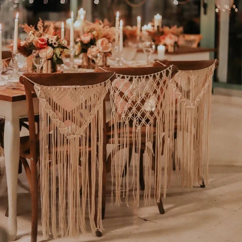 Boho Macrame Chair Back Cover – Wedding & Nursery Wall Decor Macrame Chair Cover PLUSH