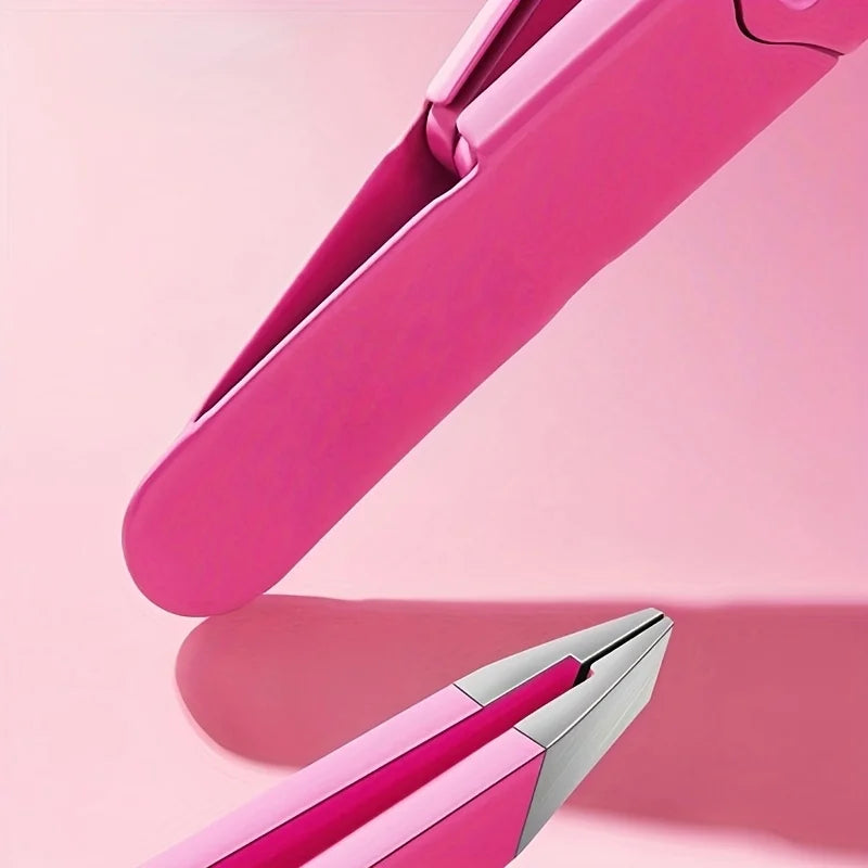 Pink Stainless Steel Slant-Tip Eyebrow Tweezers | Precision Eyebrow Tweezers PLUSH