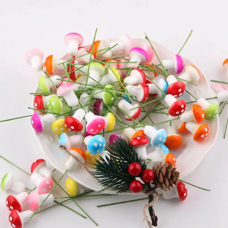50pcs Colorful Mini Foam Mushrooms for DIY Crafts & Pot Decor DIY Craft Ornaments PLUSH