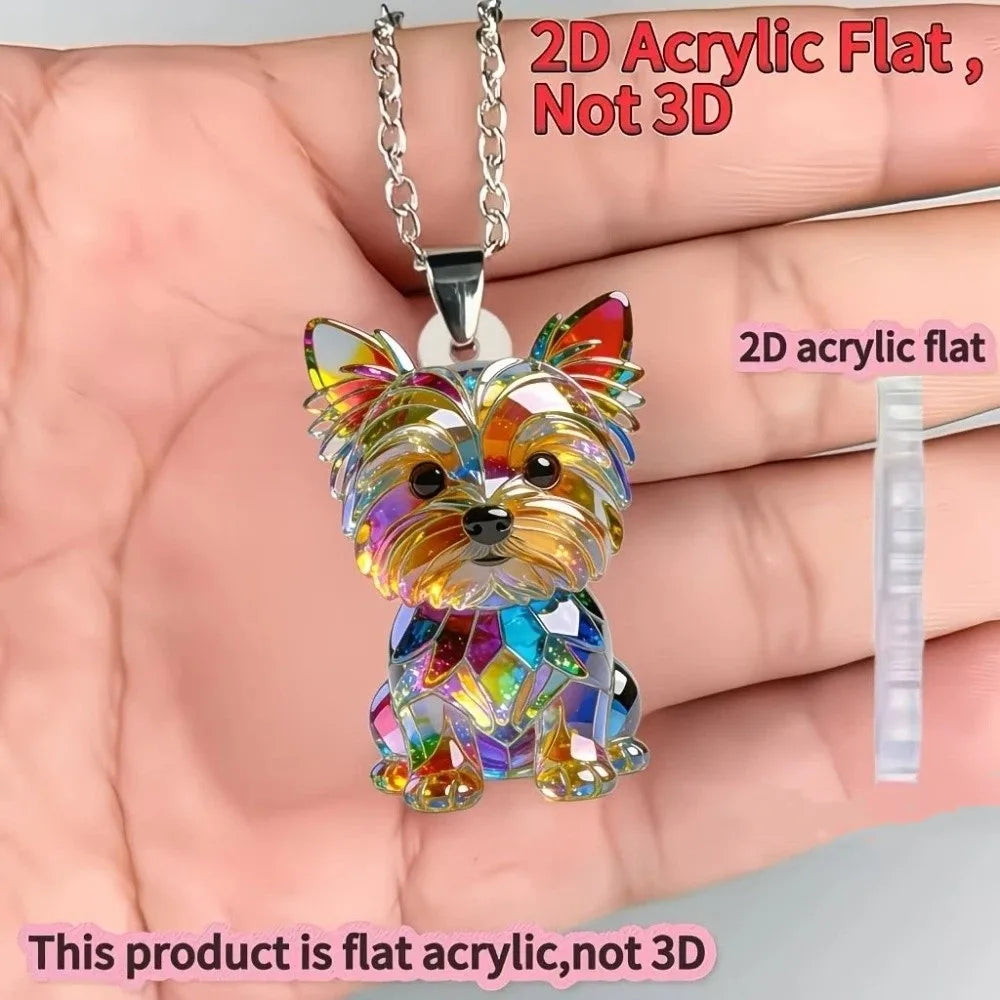 Yorkshire Terrier Acrylic Pendant Necklace – Cute Dog Sweater Chain Pendant Necklace PLUSH