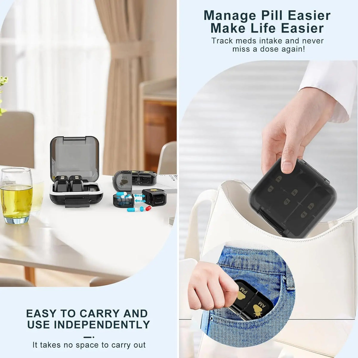 Weekly Pill Organizer – Detachable 7-Day Vitamin Pill Case Weekly Pill Organizer PLUSH