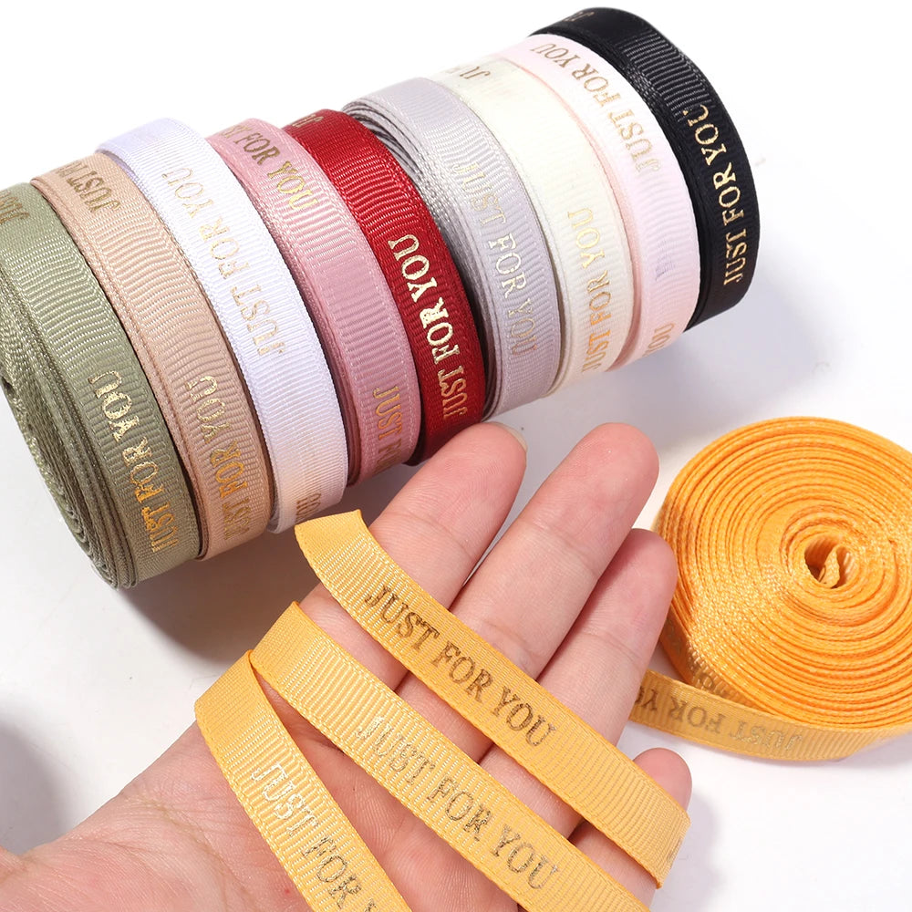 10 Yards "Just For You" Gold Foil Grosgrain Ribbon 1cm Decorative Craft Ribbon PLUSH