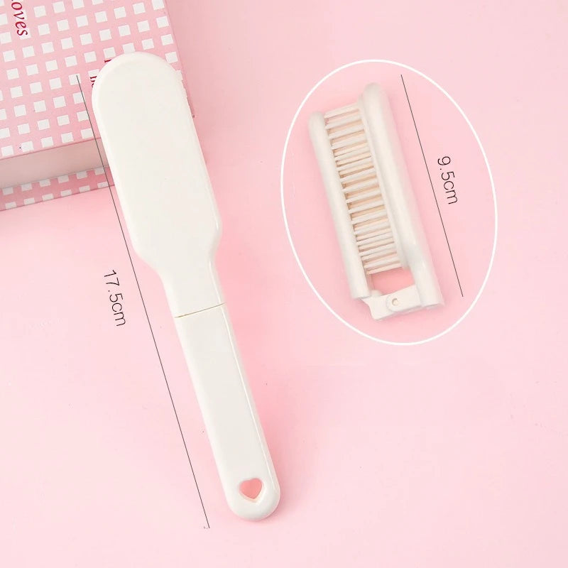 Candy Color Foldable Hair Comb – Portable Travel Hair Brush Foldable Hair Comb PLUSH White