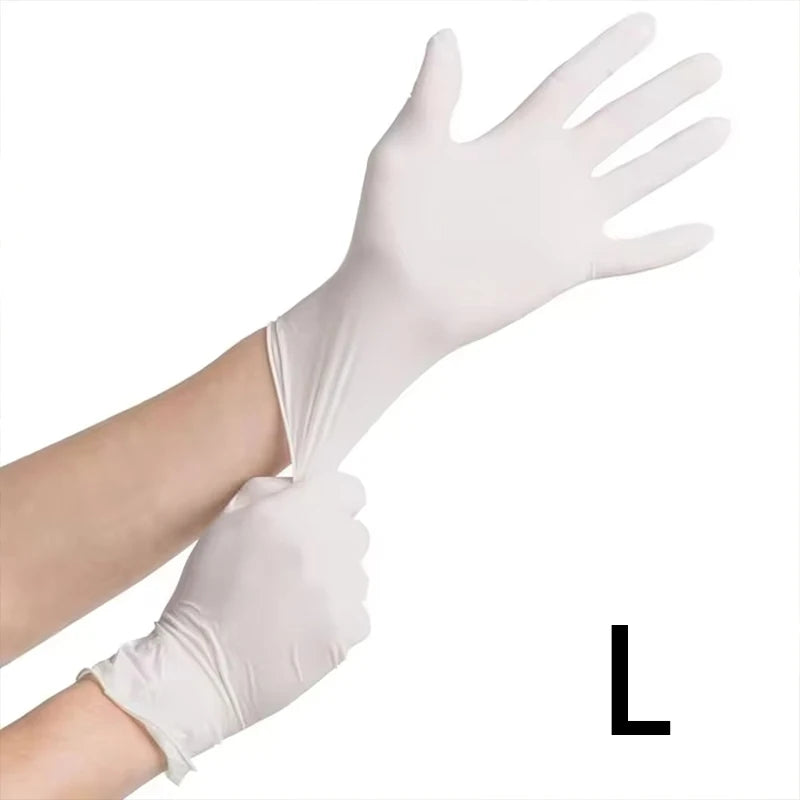 Disposable White Nitrile Gloves 20/50/100pcs – Kitchen & Pet Disposable Nitrile Gloves PLUSH L 100PCS