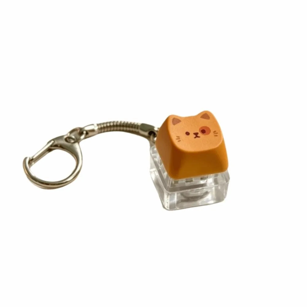 Cute Cat Keycap Keychain – Fidget Clicker Button Keychain Novelty Keychain PLUSH Single key -Style D-