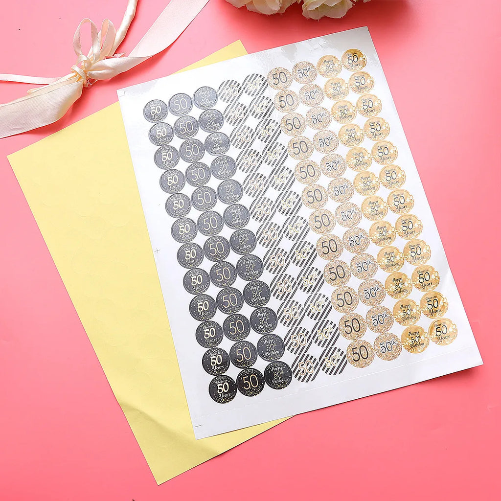 50th Birthday Number Stickers – 2 Sheets Party Decorations Party Number Stickers PLUSH